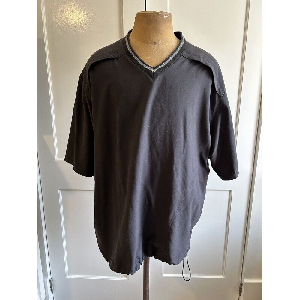 NIKE GOLF PULLOVER WINDBREAKER 2XL Black Vented Draw String Bottom Rn#56323
